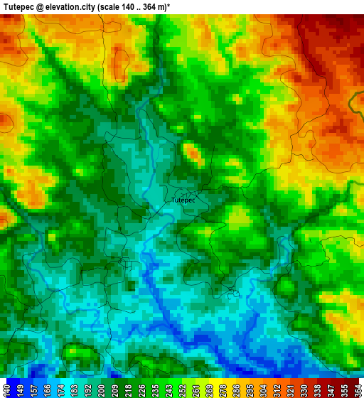 Tutepec elevation map