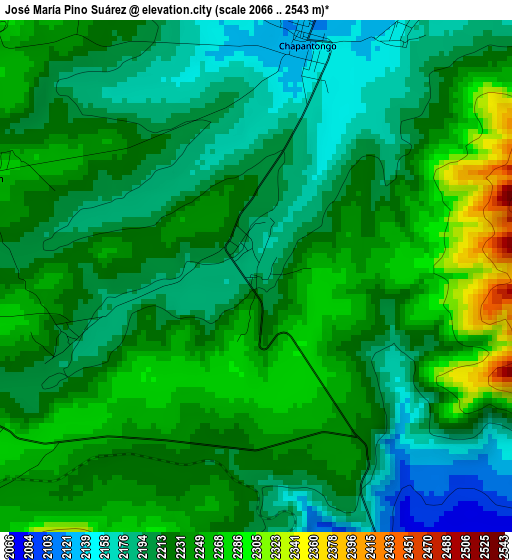 José María Pino Suárez elevation map