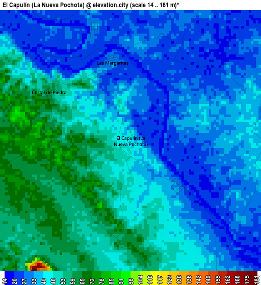 El Capulín (La Nueva Pochota) elevation map