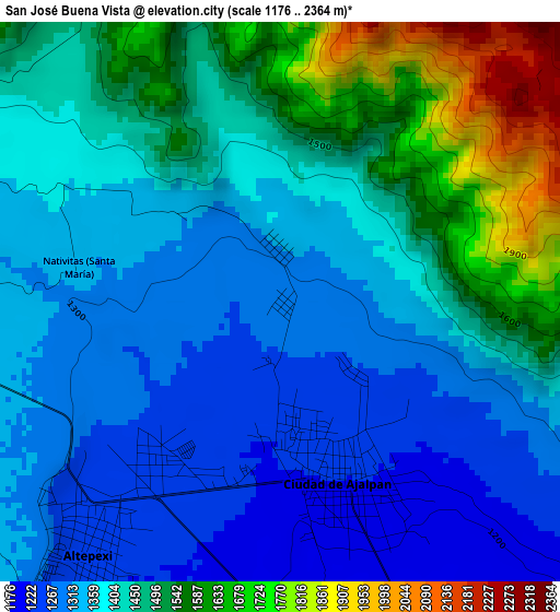 San José Buena Vista elevation map