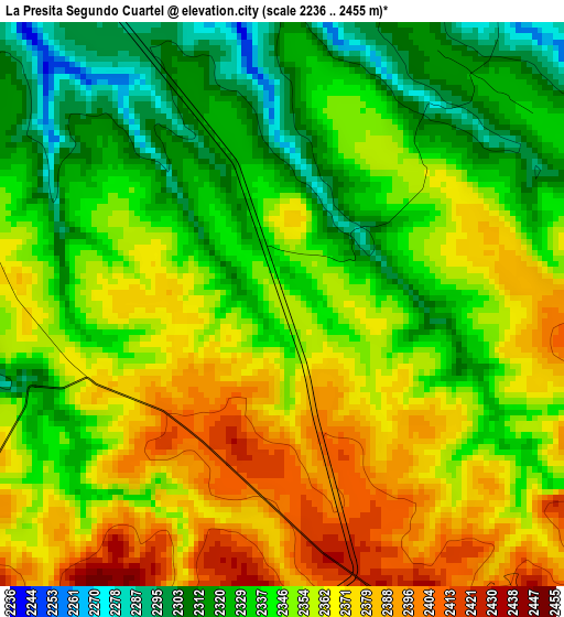 La Presita Segundo Cuartel elevation map