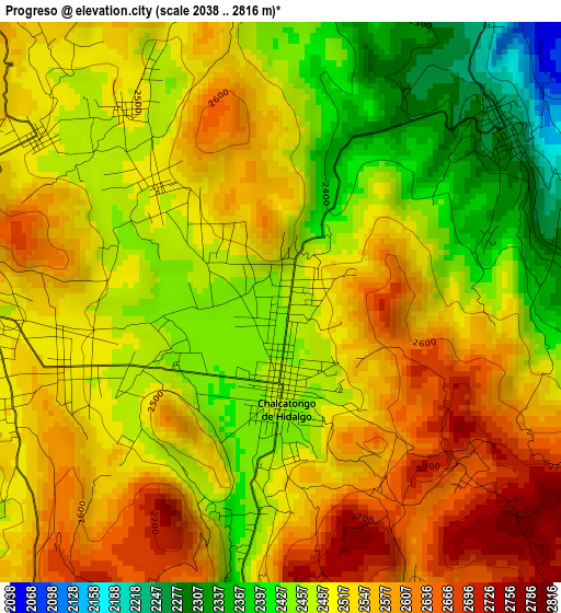 Progreso elevation map