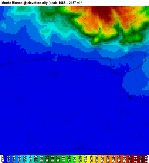 Monte Blanco elevation map