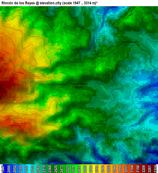 Rincón de los Reyes elevation map