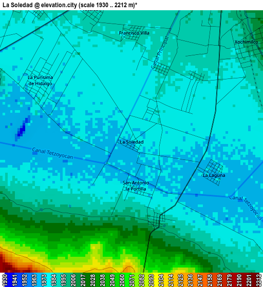 La Soledad elevation map