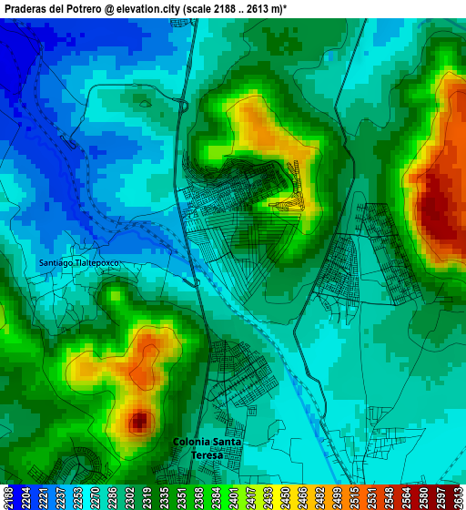 Praderas del Potrero elevation map