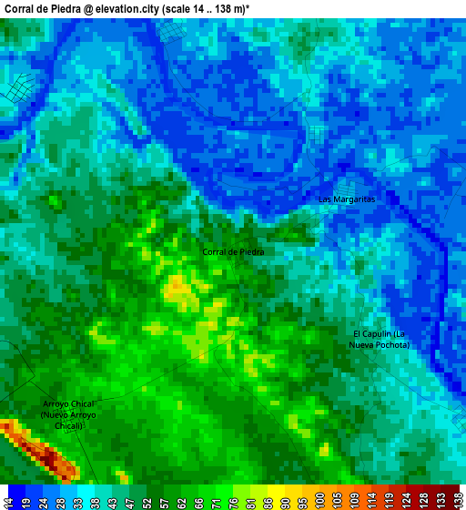 Corral de Piedra elevation map