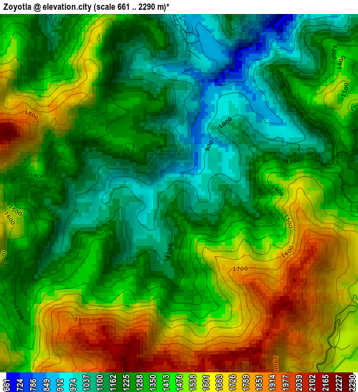 Zoyotla elevation map