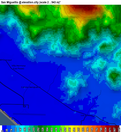 San Miguelito elevation map
