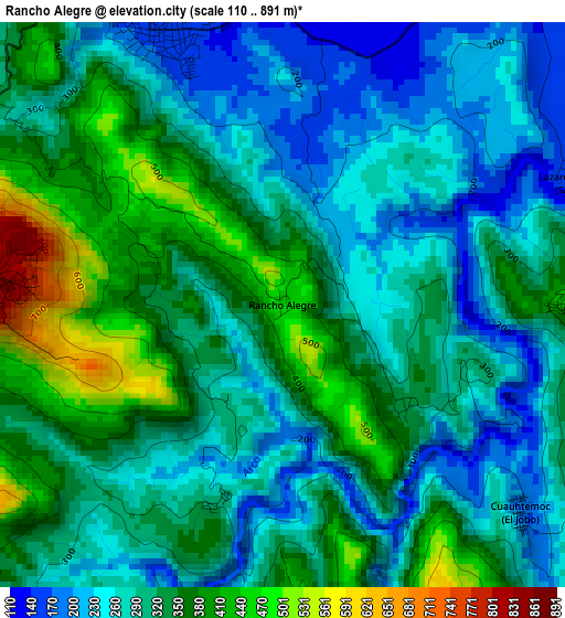 Rancho Alegre elevation map