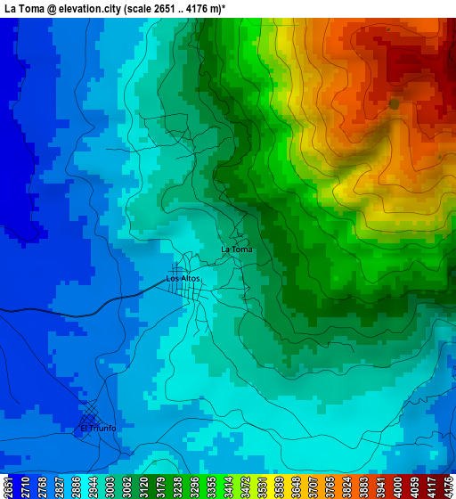 La Toma elevation map