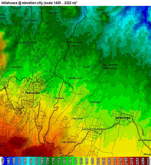 Ixtlahuaca elevation map