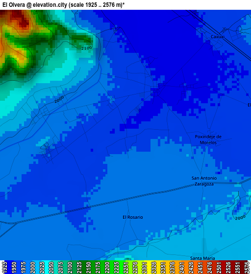 El Olvera elevation map