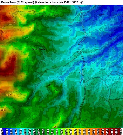 Paraje Trejo (El Chaparral) elevation map