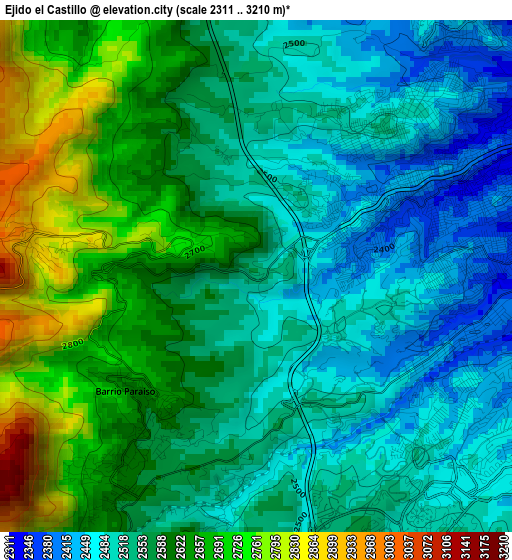 Ejido el Castillo elevation map