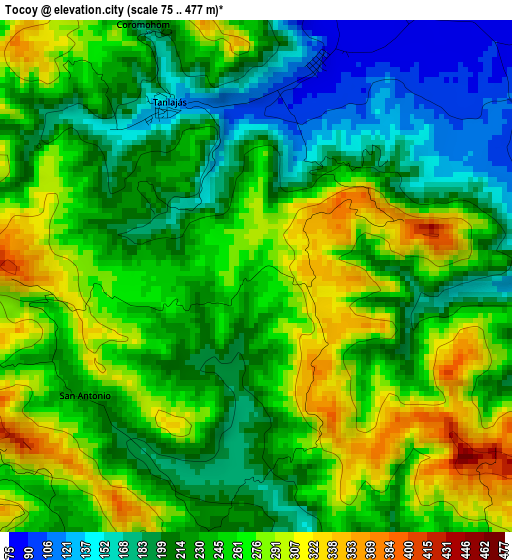 Tocoy elevation map