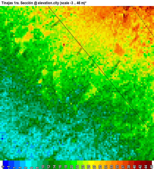 Tinajas 1ra. Sección elevation map