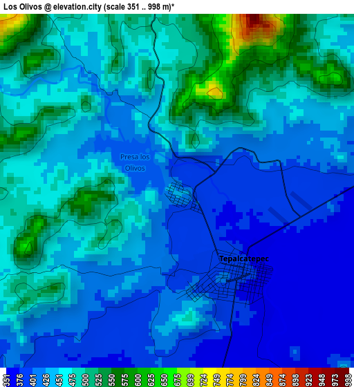 Los Olivos elevation map