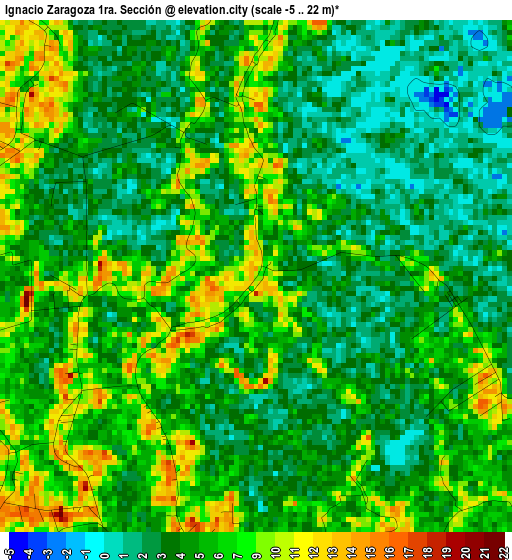 Ignacio Zaragoza 1ra. Sección elevation map