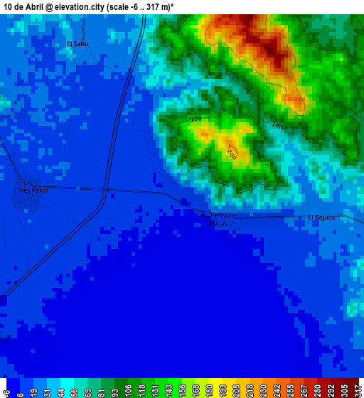 10 de Abril elevation map