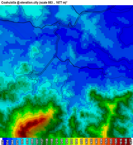Coahuixtla elevation map