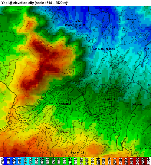 Yopi elevation map