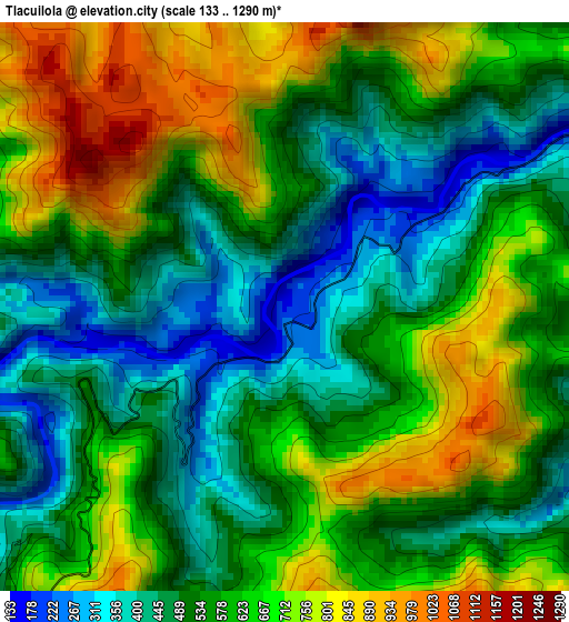 Tlacuilola elevation map