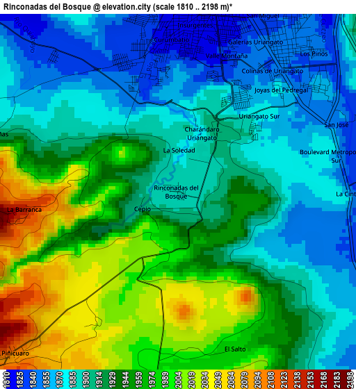 Rinconadas del Bosque elevation map