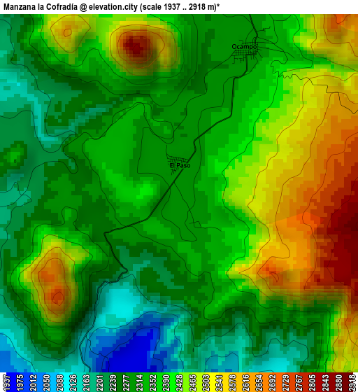 Manzana la Cofradía elevation map