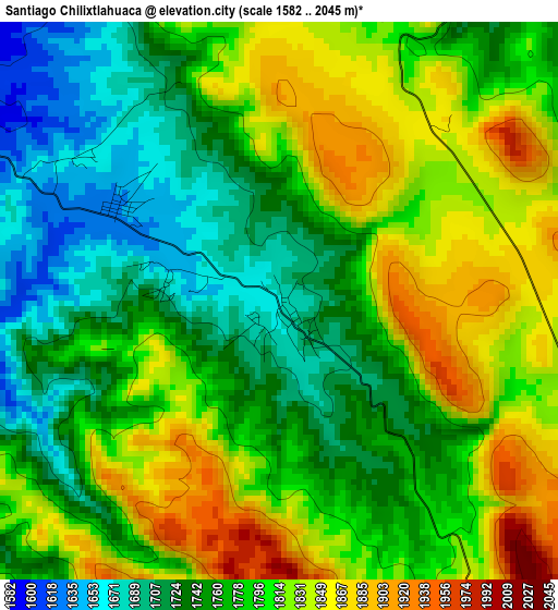 Santiago Chilixtlahuaca elevation map