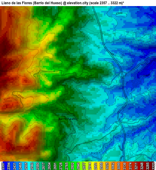 Llano de las Flores (Barrio del Hueso) elevation map