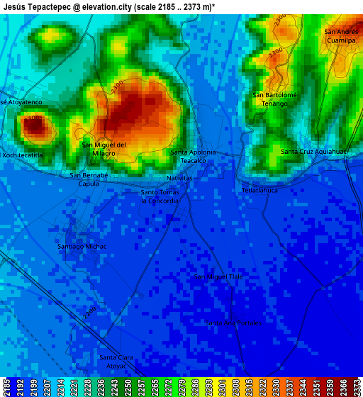 Jesús Tepactepec elevation map