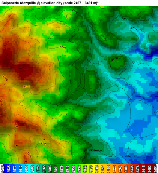 Calpanería Atezquilla elevation map