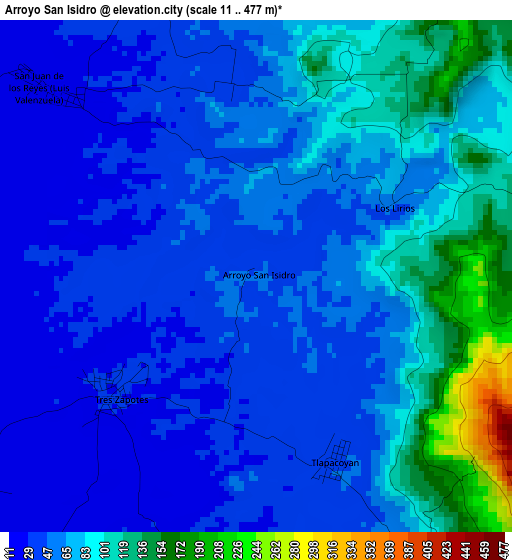 Arroyo San Isidro elevation map