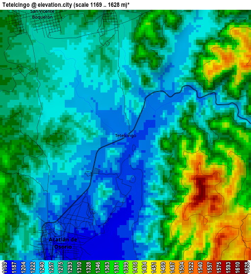 Tetelcingo elevation map