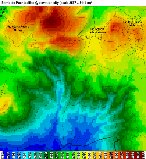 Barrio de Puentecillas elevation map