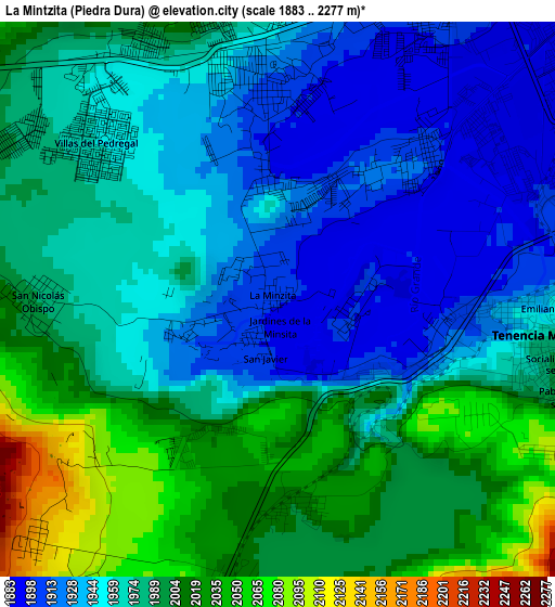 La Mintzita (Piedra Dura) elevation map