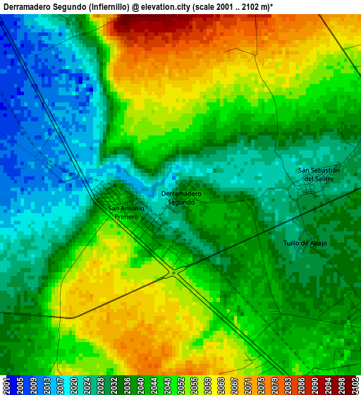 Derramadero Segundo (Infiernillo) elevation map