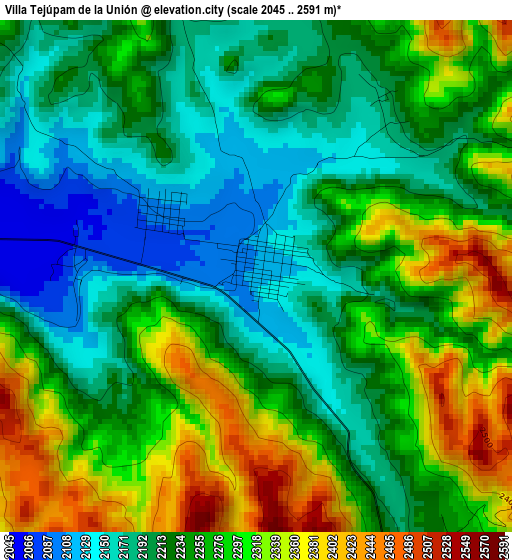 Villa Tejúpam de la Unión elevation map