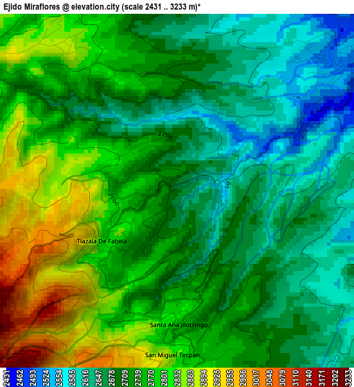 Ejido Miraflores elevation map