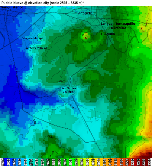 Pueblo Nuevo elevation map