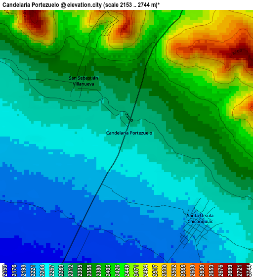 Candelaria Portezuelo elevation map