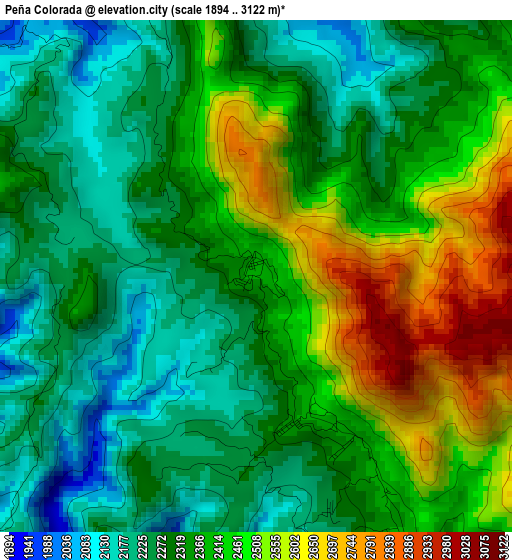 Peña Colorada elevation map