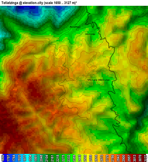 Tetlatzinga elevation map