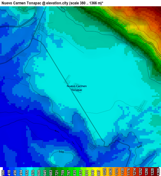 Nuevo Carmen Tonapac elevation map