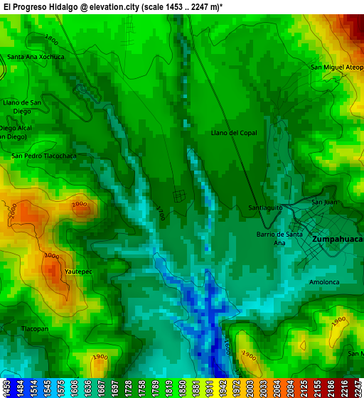 El Progreso Hidalgo elevation map