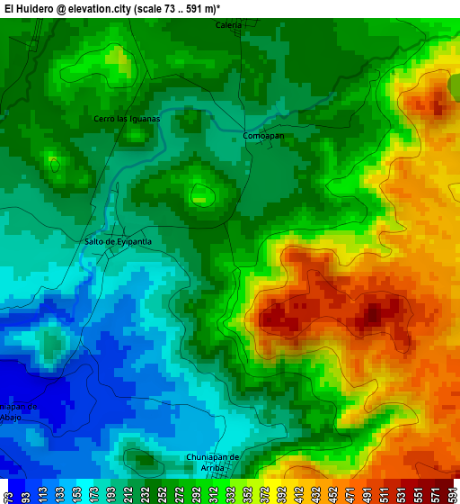 El Huidero elevation map