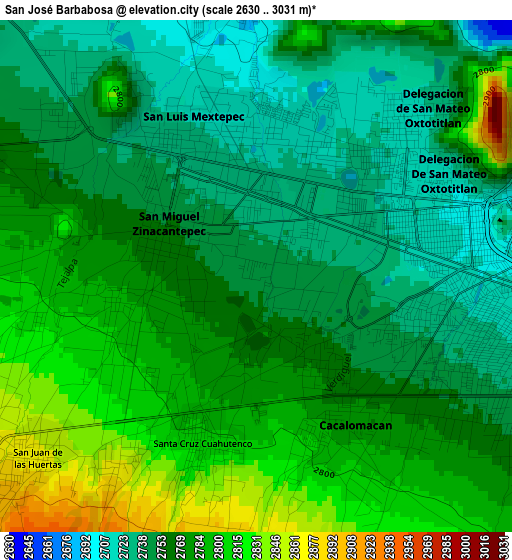 San José Barbabosa elevation map