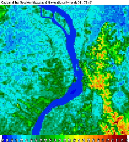 Caobanal 1ra. Sección (Mezcalapa) elevation map