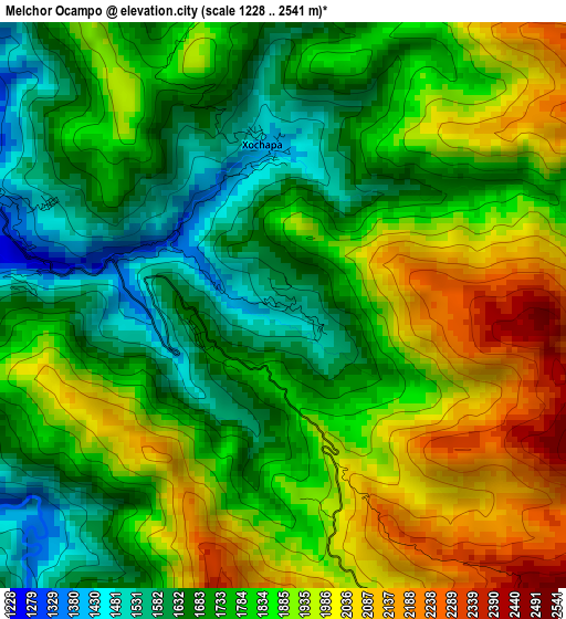 Melchor Ocampo elevation map